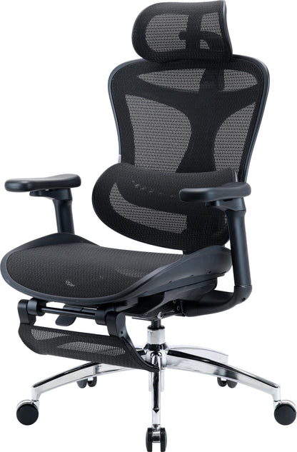 Кресло офисное с подставкой для ног Sihoo DORO C300L Mesh Black with footrest