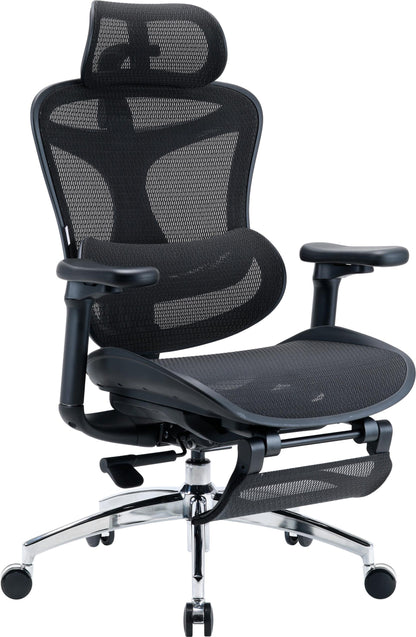 Кресло офисное с подставкой для ног Sihoo DORO C300L Mesh Black with footrest
