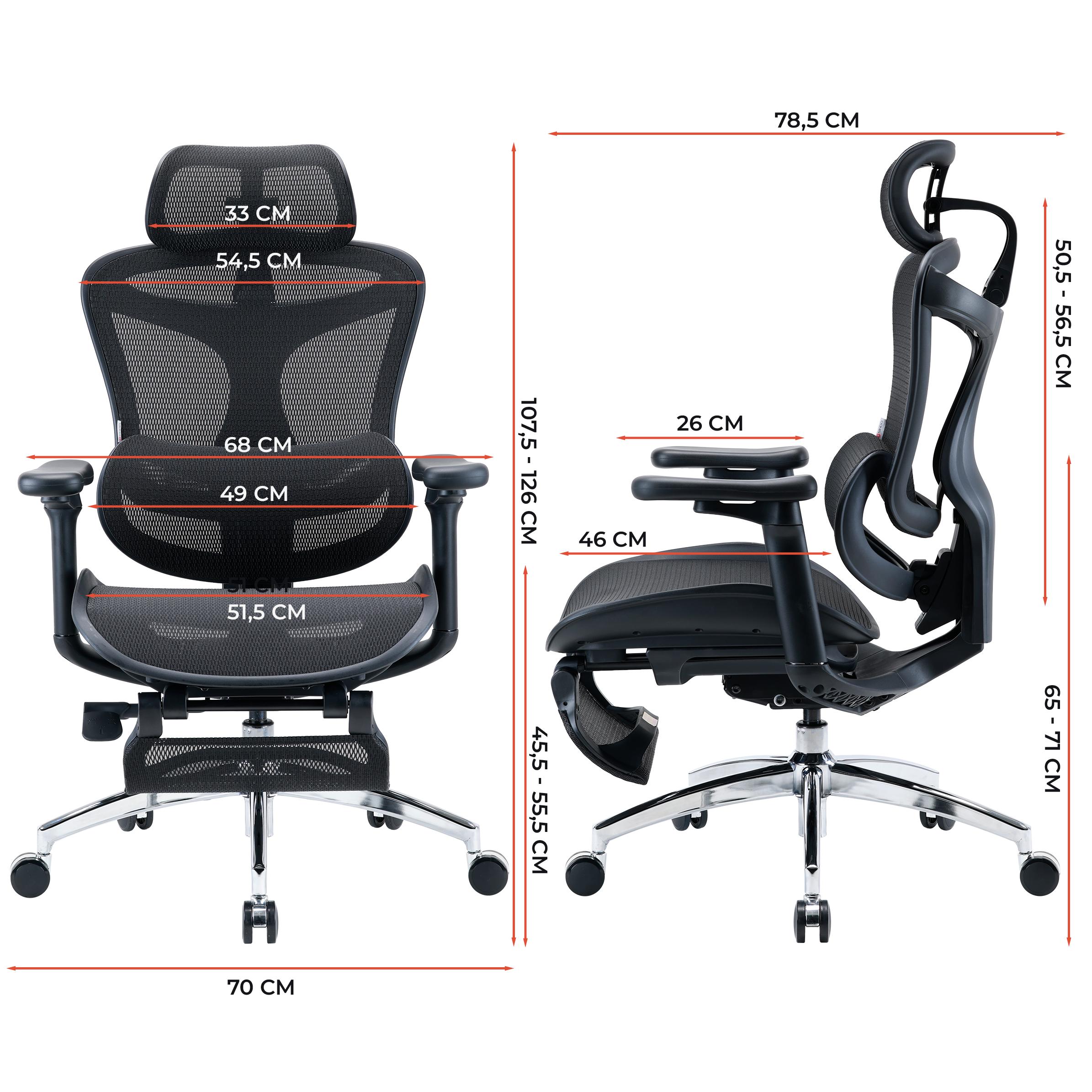 Кресло офисное с подставкой для ног Sihoo DORO C300L Mesh Black with footrest