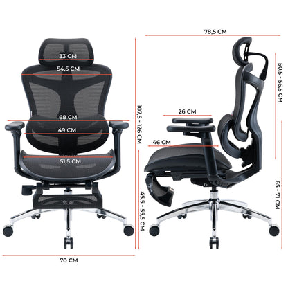Кресло офисное с подставкой для ног Sihoo DORO C300L Mesh Black with footrest