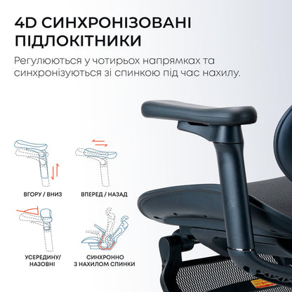 Кресло офисное с подставкой для ног Sihoo DORO C300L Mesh Black with footrest