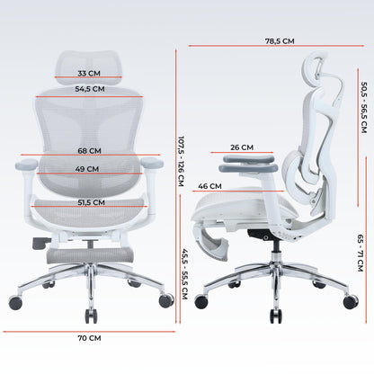 Кресло офисное с подставкой для ног Sihoo DORO C300L Mesh White with footrest