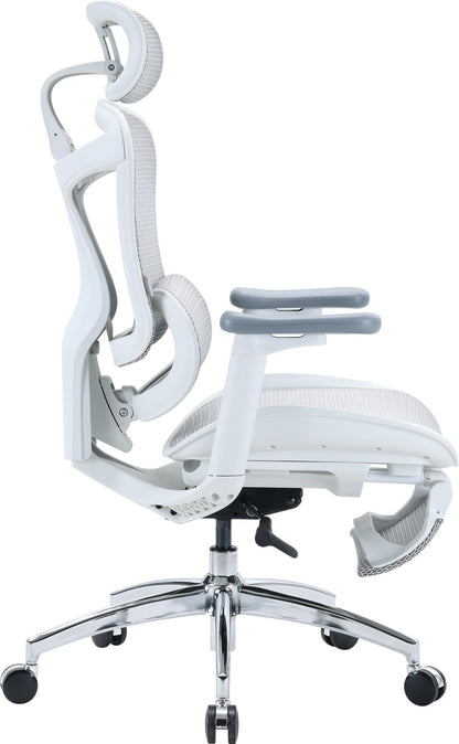 Кресло офисное с подставкой для ног Sihoo DORO C300L Mesh White with footrest
