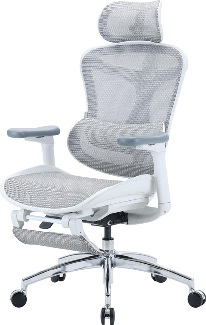Кресло офисное с подставкой для ног Sihoo DORO C300L Mesh White with footrest